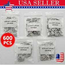 600PCS Copper Bare Wire Splice Terminals Uninsulated Ferrules Crimp Connectors