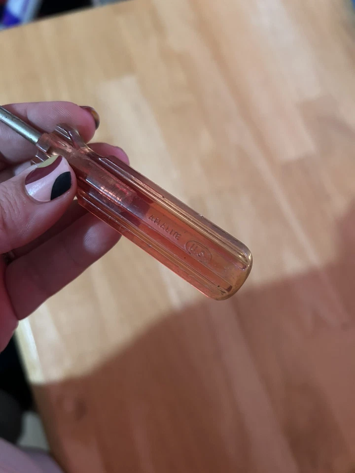 "Destornillador ranurado plano herramienta de mango naranja vintage Amalite EE. UU. 8""" Foto 3 de 4