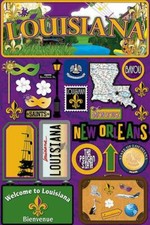 Scrapbooking Crafts Stickers 3D Louisiana New Orleans Masks Bayou License Plate