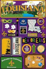 Scrapbooking Crafts Stickers 3D Louisiana New Orleans Masks Bayou License Plate