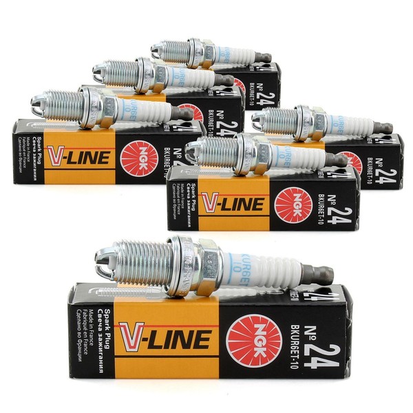 6X NGK ZüNdkerze V-Line 24 3045 BKUR6ET-10 FüR VW Audi Seat Skoda MERCEDES-BENZ-image