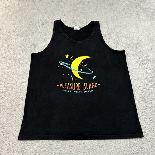 Vintage Disney Shirt Mens Large Black Pleasure Island Walt Disney World Made USA