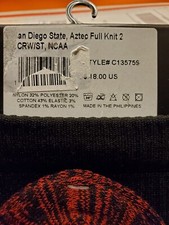 STRIDELINE SAN DIEGO STATE AZTEC FULL KNIT 2 BLACK SOCKS MEN