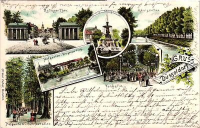  Gruss aus Düsseldorf, Ratinger Thor, Königsallee, Hofgarten, der große Teich, S