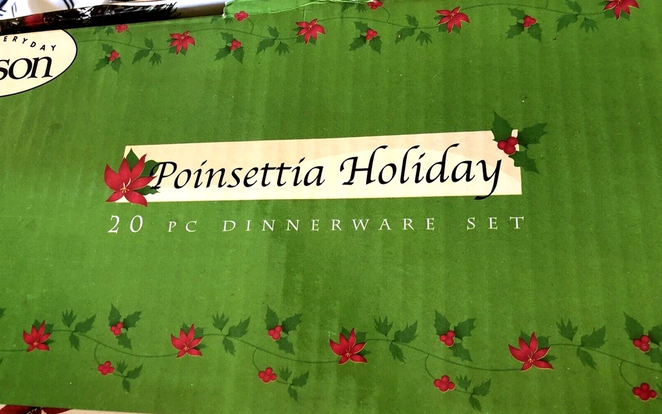 Gibson's Christmas Poinsettia Holiday 2002 20 piezas servicio para 4 - sin abrir Foto 4 de 4