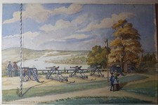 Hans Leischner, Passau, Feueralarm Kanonen, 1900, Aquarell