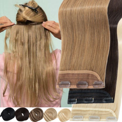 100% Human Hair Extensions Piece On One Piece  Remy THICK Caramel 3/4Full Head