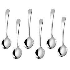 Metal Soup SpoonsStainless Steel Spoons for Soup Round Colorful Dinner Spoons...