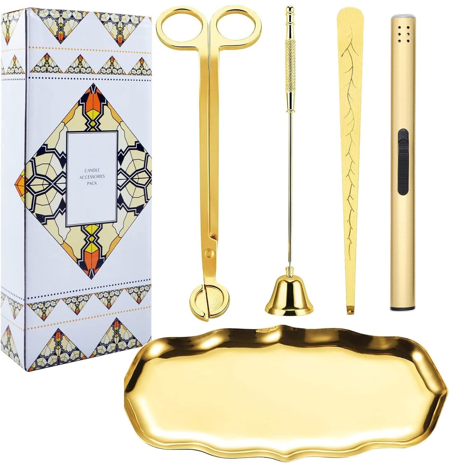5 in 1 Candle Snuffer and Wick Trimmer Set with Candle Snuffer and Wick Trimm...