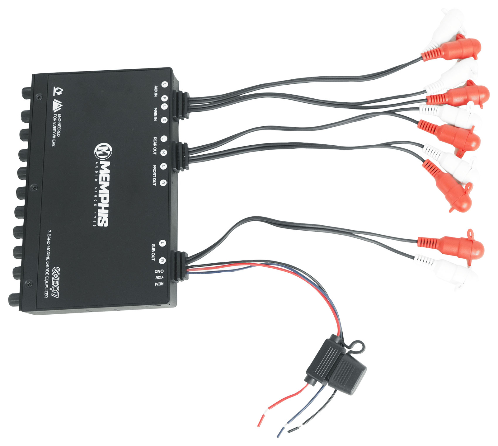 Memphis Audio MXAEQ7 7-полосный эквалайзер Контроллер Bluetooth для 4 лодок квадроциклов UTV RZR