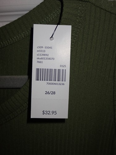 NEW Lane Bryant Size 26/28 High Neck Rib Tank Olive Green Soft & Stretchy Ribbed - Picture 6 of 9
