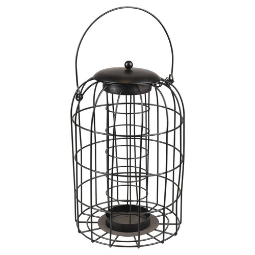 Flamingo Meisenknödelhalter Olov schwarz, Metall, 17,5x17,5x27 cm, für Vögel