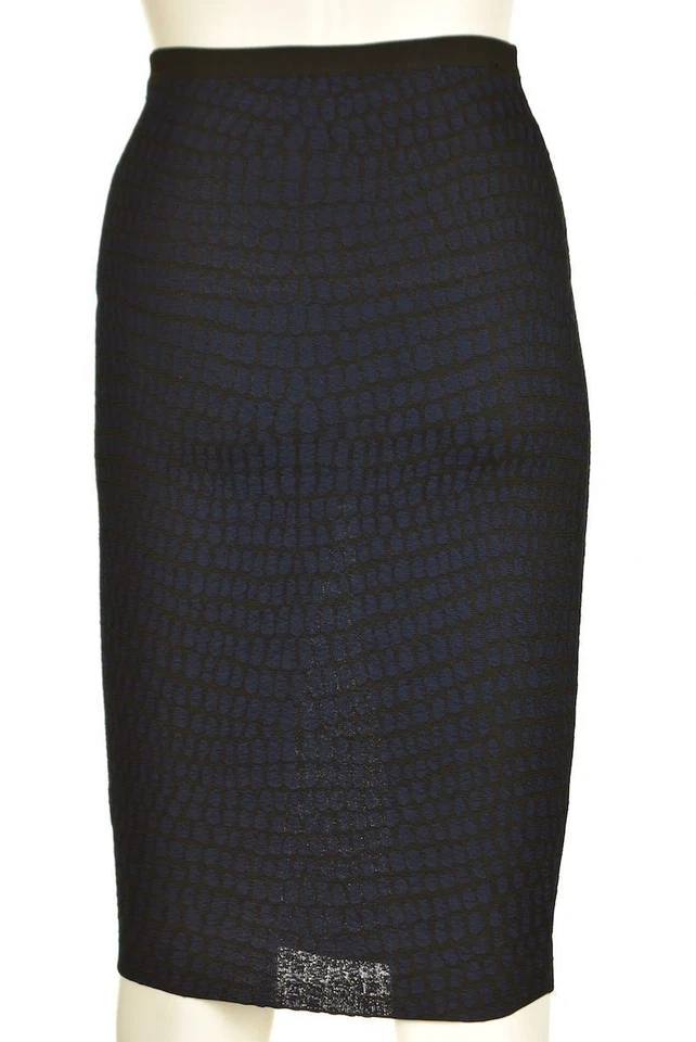 Sin título Womens Skirt Size XS Black Blue Printed Pencil Below Knee Career Foto 2 de 4