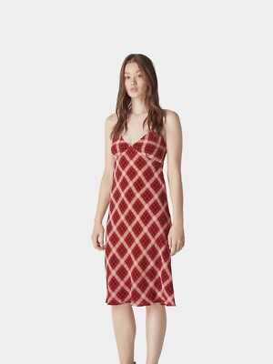 Marc Jacobs Perry Ellis Redux Grunge 2018 Red Bias Plaid Slip Dress 10  Runway