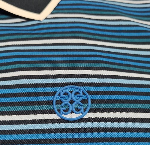 NWT $120 G/Fore G4 Golf Shirt Polo Racer Striped Blue G4MS23K183 Mens, Large - Picture 4 of 8