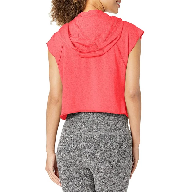 Calvin Klein Performance Women's Sleeveless Crop Hoodie with Kangaroo Pocket,L