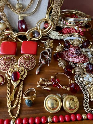 Vintage 90's jewelry lot, runway! Red & Gold! chunky, flashy Vintage 90's jewelry lot, runway! Red & Gold! chunky, flashy