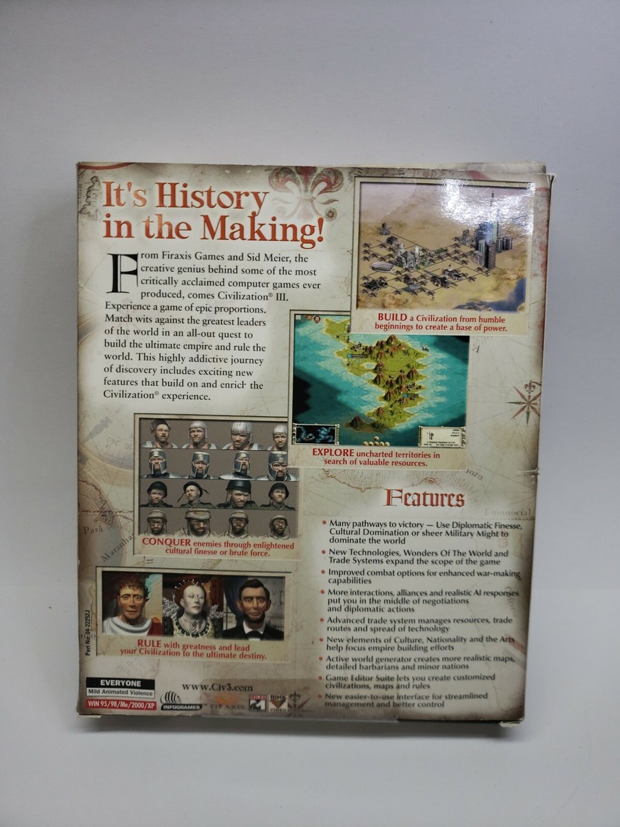 Sid Meier's Civilization III Big Box Game and Manual Only Sid Meier's Civilization III Big Box Game and Manual Only