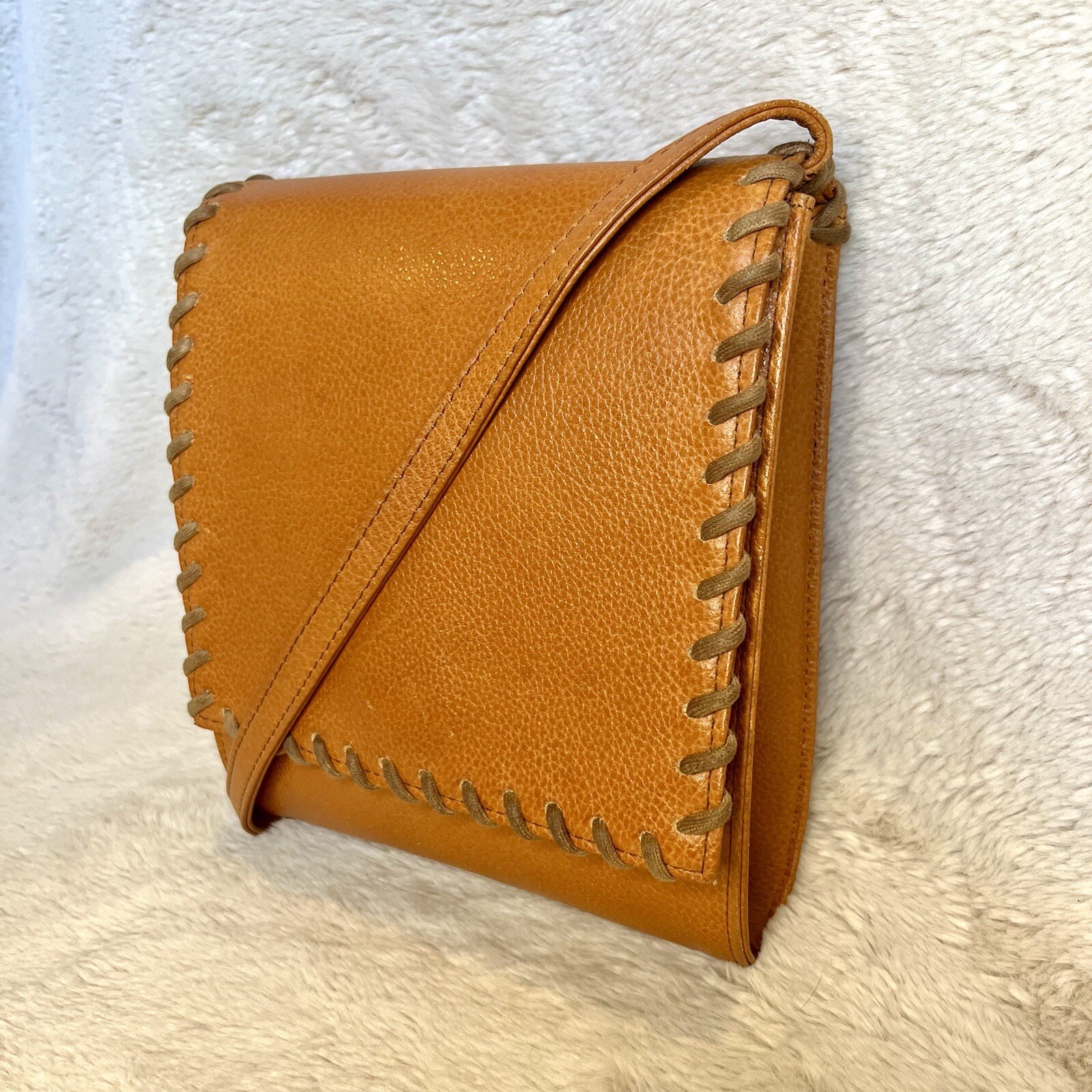 SAINT LAURENT Rara borsa a tracolla vintage YSL Cassandra Cognac intrecciata