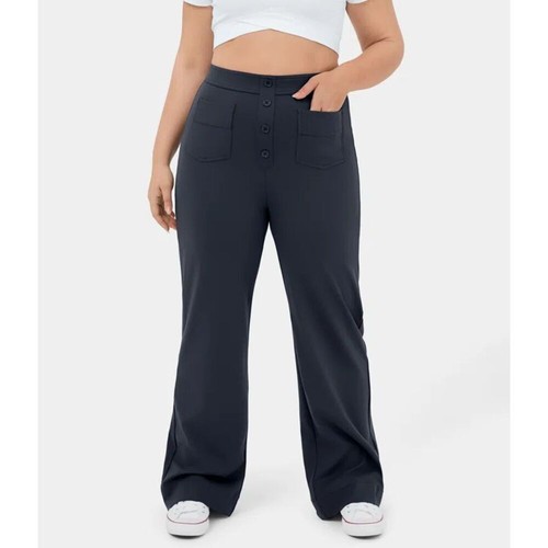 Halara High Waisted Button Multiple Pockets Straight Leg Casual Size Pants 1X