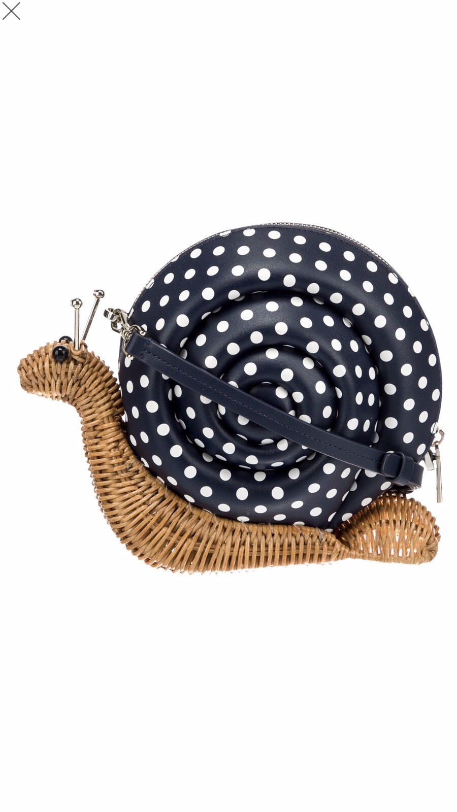 Kate Spade Enchanted Forest Snail Purse Wicker Crossbody Blue Polka