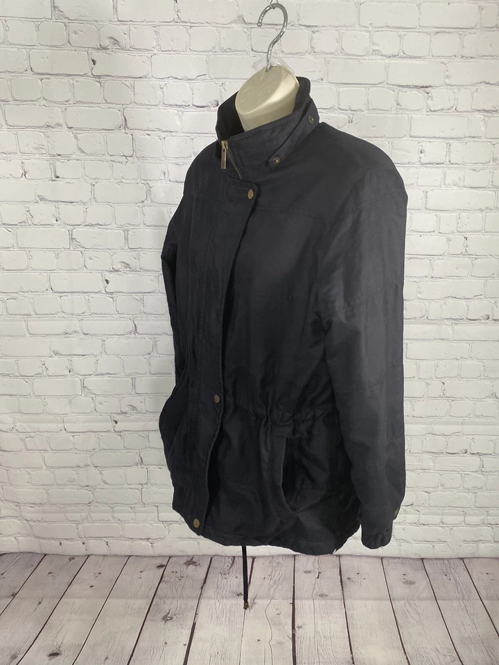 Abrigo Larry Levine Sport Negro Cremallera Completa A Presión Aislado Forrado Chaqueta Anorak M Foto 3 de 4