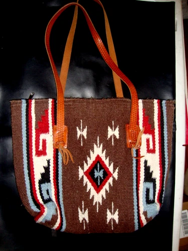 El Paso Saddle Blanket Co Western Shoulder Tote Bag Purse Leather Handles