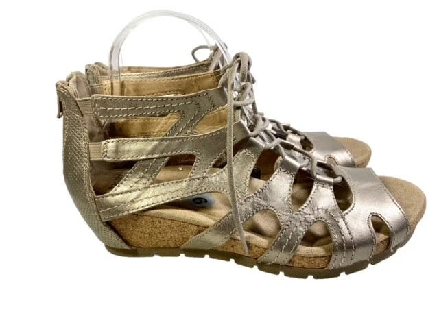 Earth Origins Sandals Kendra Kamilla Platinum Comfort Lace Up Zip