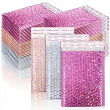 ZAVOOS 60 Pack Holographic Bubble Mailers, 6 x 9.5 Inch Small, Multicolor