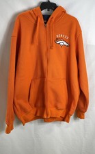 NFL Denver Broncos Men's Hoodie Orange Full Zip Sherpa Lined Thermal Sz XXL