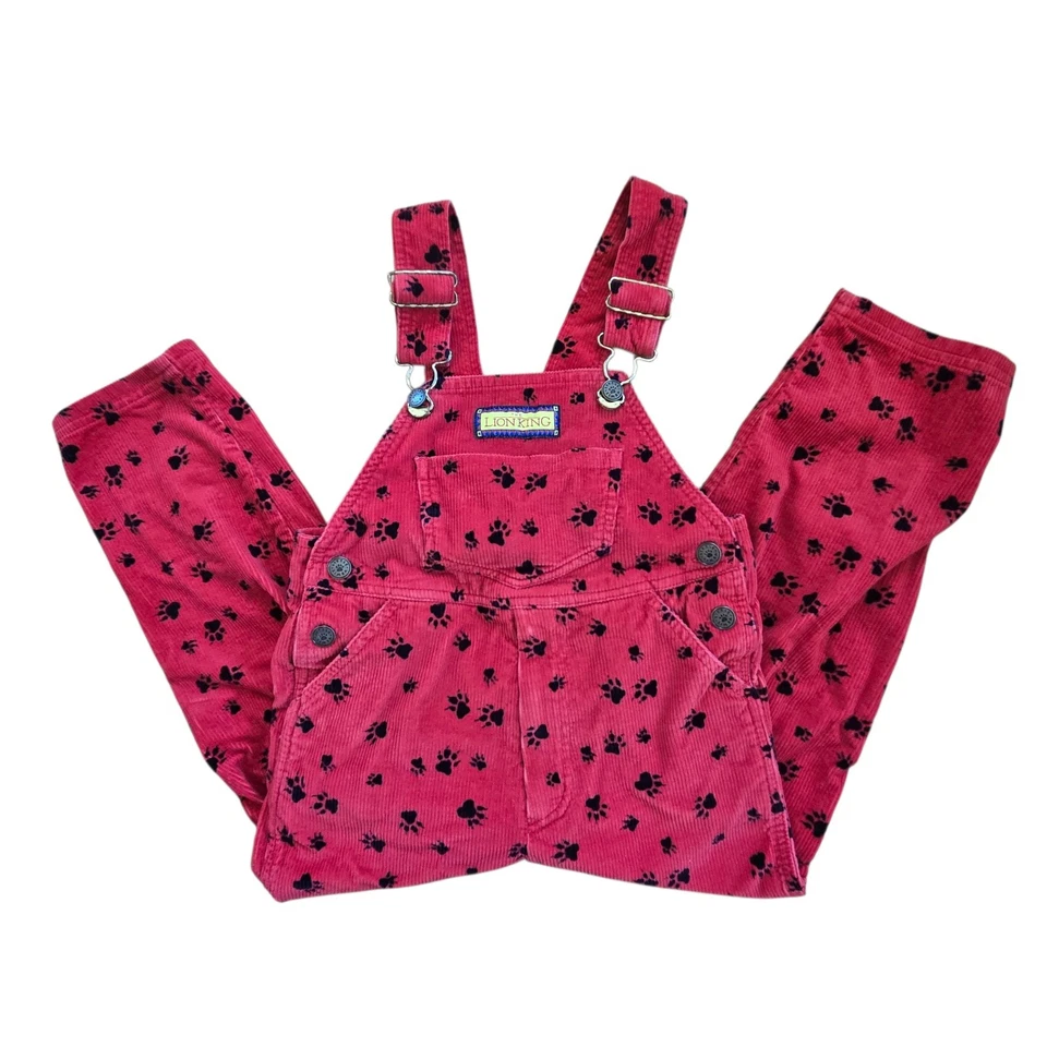 Mono de pana rojo vintage de Disney El Rey León talla 5 estampado de patas negras Foto 2 de 4