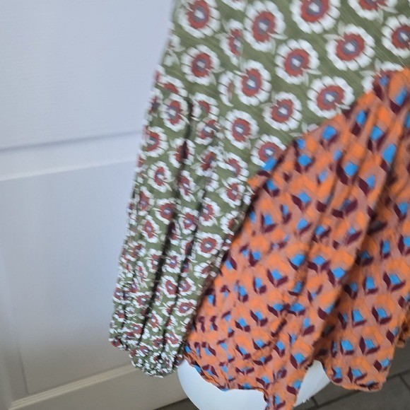 Bucket List Boho Patchwork V Neck Long Sleeve Pea… - image 5