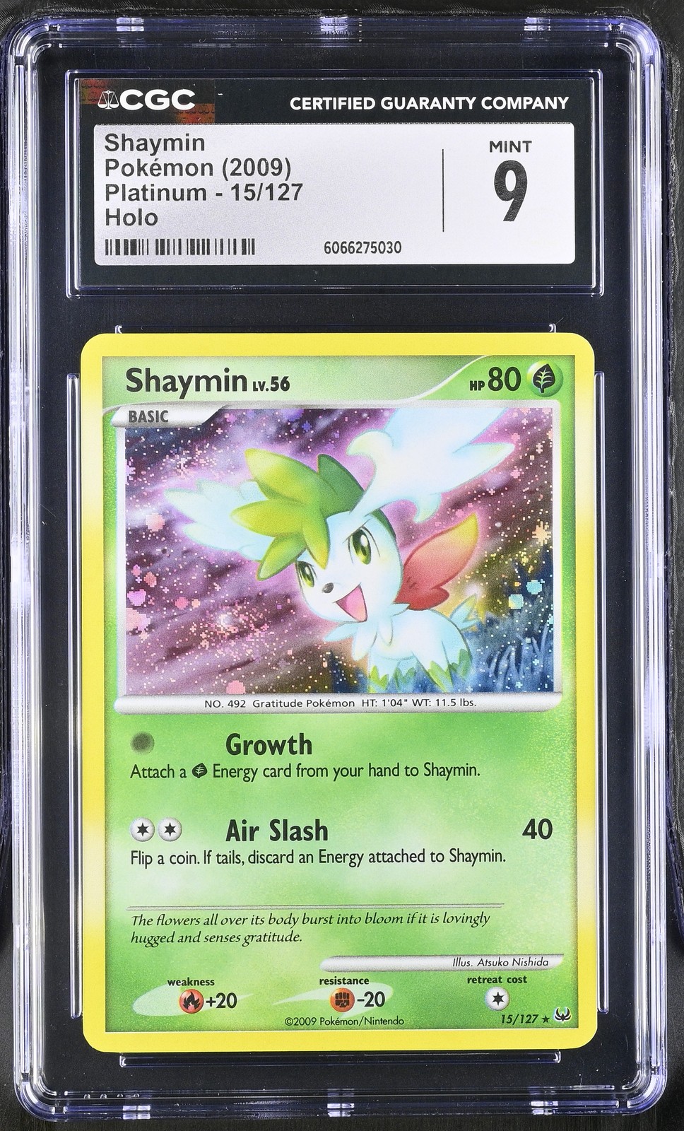 CGC 9 MINT Shaymin 2009 Platinum 15/127 Holo SWIRL Pokemon Card
