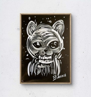 Original Animal Skull Art 12x16 Canvas Abstract Pop Painting Modern Design