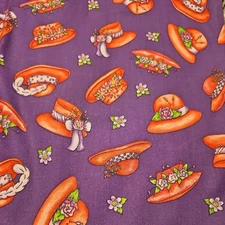 Purple Red Hat Society Ladies Tossed Floral Dianna Marcum 3 Yards VTG Marcus Bro