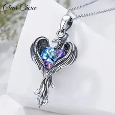 Rainbow Mystical Fire Phoenix Charm Pendant Necklace Jewelry Gift