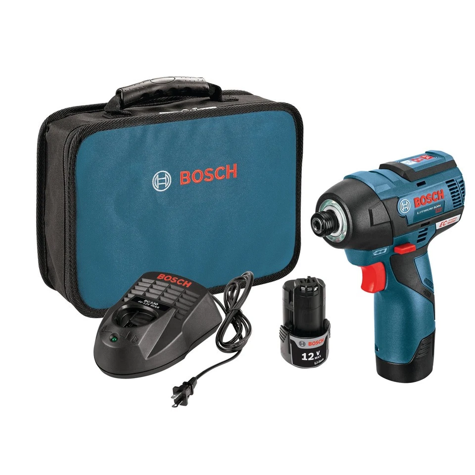 Bosch PS4202RT 12V MAX 1/4 pulg. Destornillador de impacto hexagonal certificado KT (2 Ah) reacondicionado