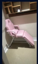 Pink Facial Chair 3-Section Tattoo Massage Table Chair for Spa Esthetician Salon