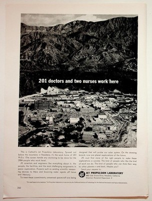 Vintage JPL NASA Caltech Pasadena Space Science Recruitment Ad Ephemera