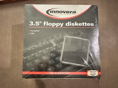 Factory Sealed Innovera 3.5'' Floppy Diskettes Double Side 100 Diskettes 2006 2HD