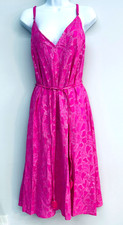 New 350 Milly Cabana Fuchsia Pink Lucra Women Dress Straps Midi Jacquard Belt S