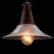 Vintage Farmhouse Glass Pendant Light Fixture 9 Inch Industrial Clear Ceiling