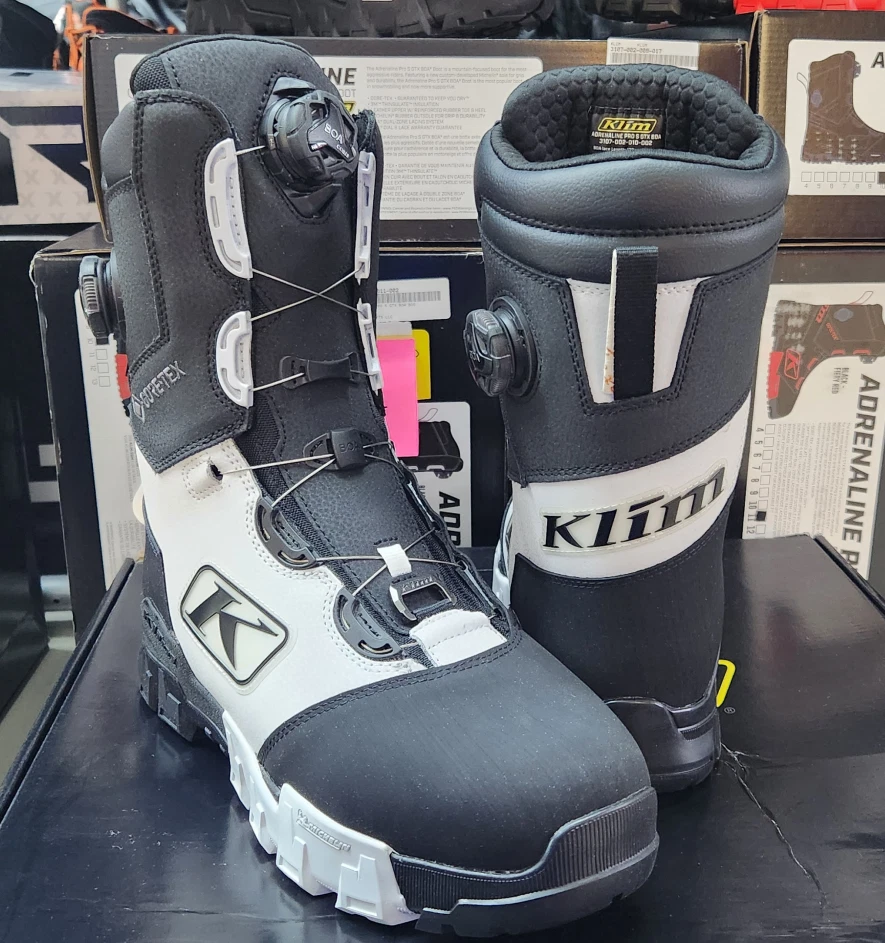 BOTAS DE MOTO DE NIEVE KLIM "ADRENALINE PRO S GTX" DUAL BOA NEGRAS/BLANCAS PARA HOMBRE EE. UU. 11 Foto 3 de 4
