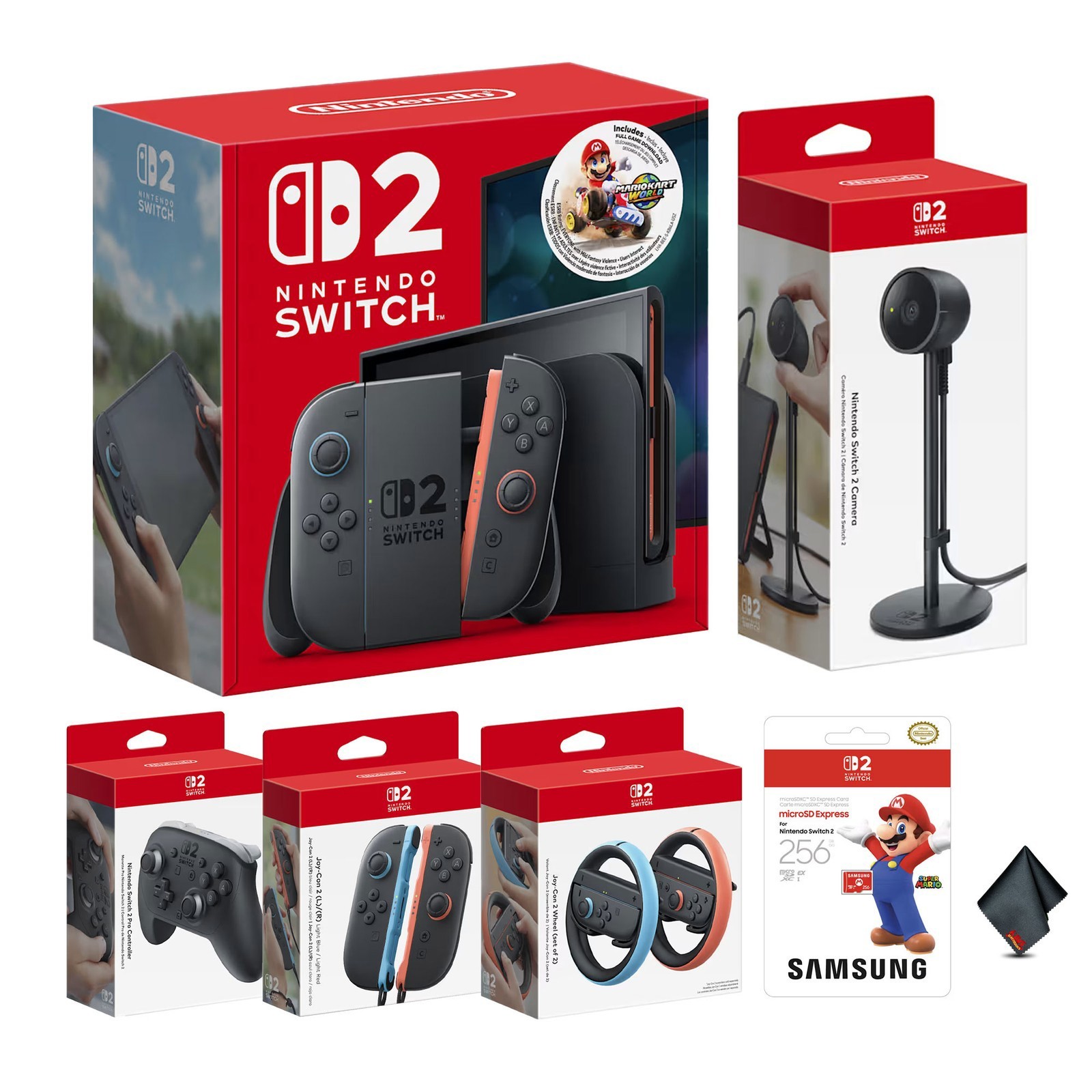Nintendo Switch 2 Console Bundle with Mario Kart World Game + Joy-Con 2 (L)/(R)!