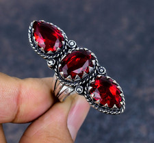 Red Garnet Gemstone Handmade 925 Sterling Silver Jewelry Ring Gifts For Love