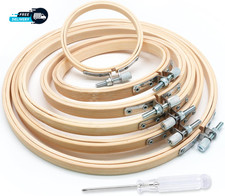 6 Pcs Embroidery Hoops Set, round Wood Embroidery Hoops, Adjustable Bamboo