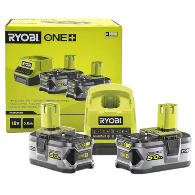 Ryobi Akku und Ladegerät Set Kit 2x 5Ah Akku + Ladegerät RC18120-250 5133003364