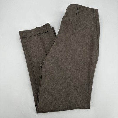 Canali Mens Tessuto Wool Blend Cuffed Dress Pants Taupe Brown Italian Luxury 34