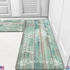 HEBE Set of 2 Anti-Fatigue Non-Slip Cushioned Kitchen Mats - Waterproof Rugs