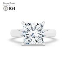 Princess Diamond Engagement Ring Platinum Labgrown 3.10 Ct Solitaire